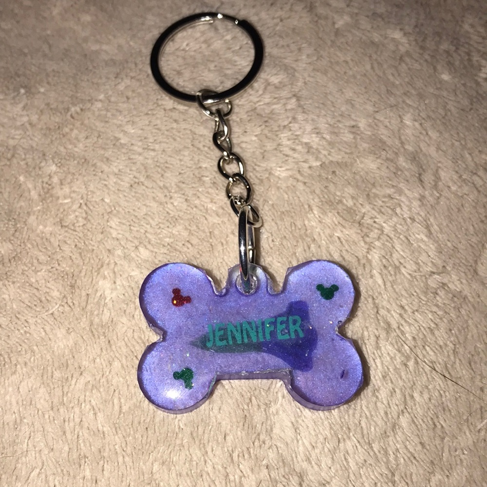 Custom epoxy resin mini bone 🦴 keychain JENNIFER New